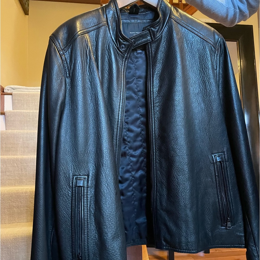 Black Leather Coat - Marc New York